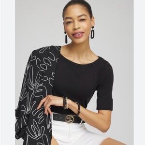 NWT Chico”s Black Tee with Elbow Sleeves